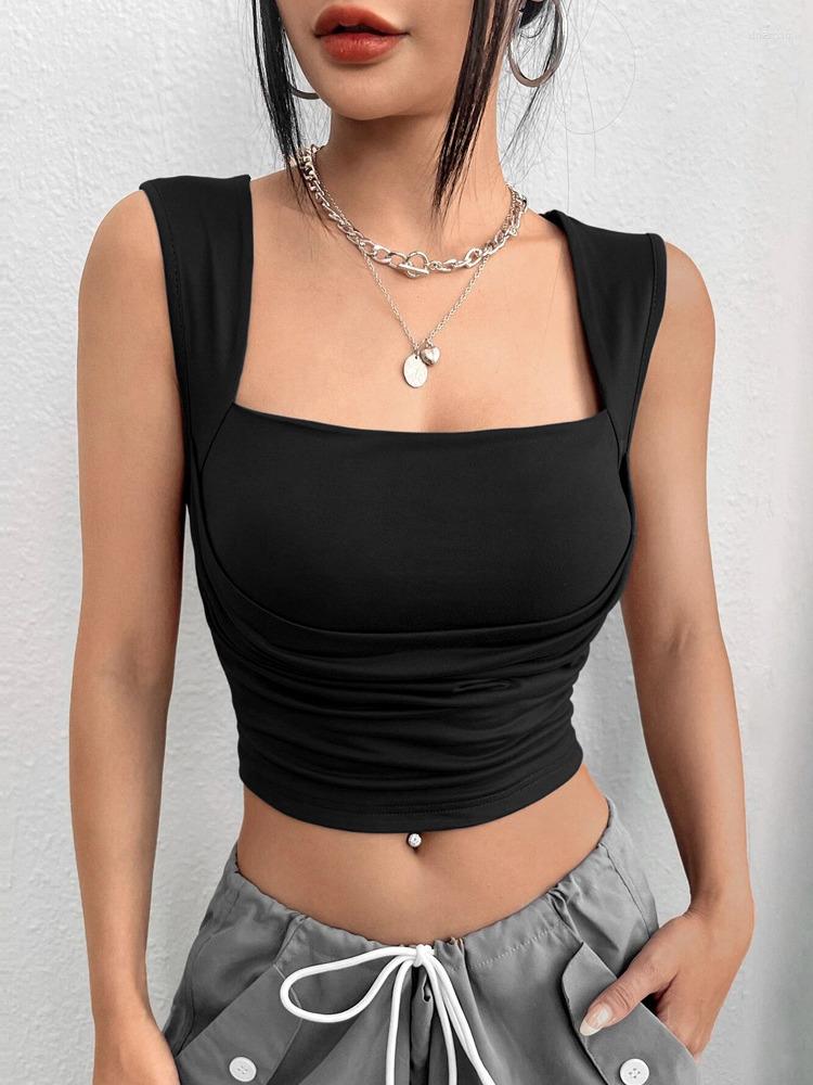 

Women' Tanks DGIRL Women Slim Short Section Sexy Solid Color Breast Wrap Undershirt Inside The Camisole Top 2023 Winter, Black