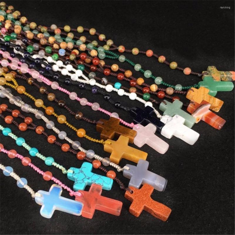 Pendant Necklaces Druzy Fashion Natural Crystal Stone Beads String Bohemia Cross Necklace 5mm Long For Women
Pendant Necklaces Druzy Fashion Natural Crystal Stone Beads String Bohemia Cross Necklace 5mm Long For Women