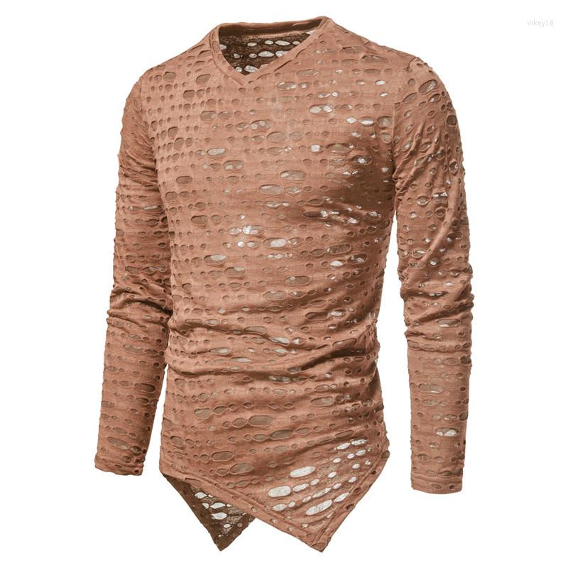 Men's T Shirts Destroyed Ripped Holes V-neck Shirt Harajuku Hip Hop Long Sleeve Tshirt Goth Punk Clothes 6 Colors Camiseta Hombre, Black
Men's T Shirts Destroyed Ripped Holes V-neck Shirt Harajuku Hip Hop Long Sleeve Tshirt Goth Punk Clothes 6 Colors Camiseta Hombre, Black