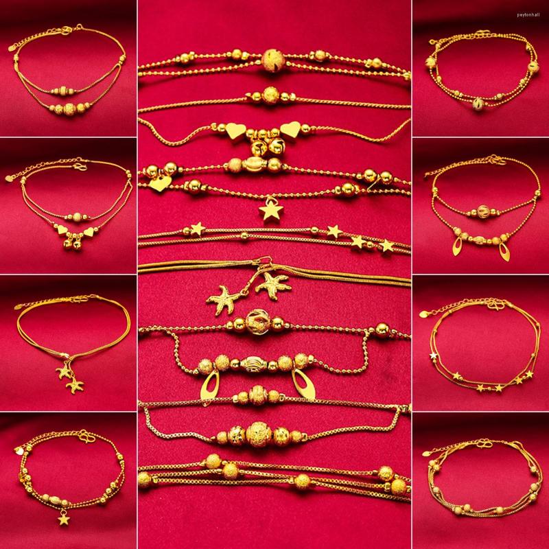 Anklets Non-fading Thick Plated Gold Color Double Layer For Women Foot Leg Chain Link Bracelet Beach Accessories Fashion Jewelry
Anklets Non-fading Thick Plated Gold Color Double Layer For Women Foot Leg Chain Link Bracelet Beach Accessories Fashion Jewelry