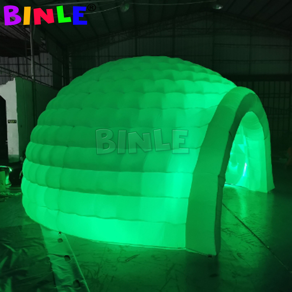 Commercial mobile LED inflatable half dome tent with built-in fan luna temporary Cocktail bar for party show