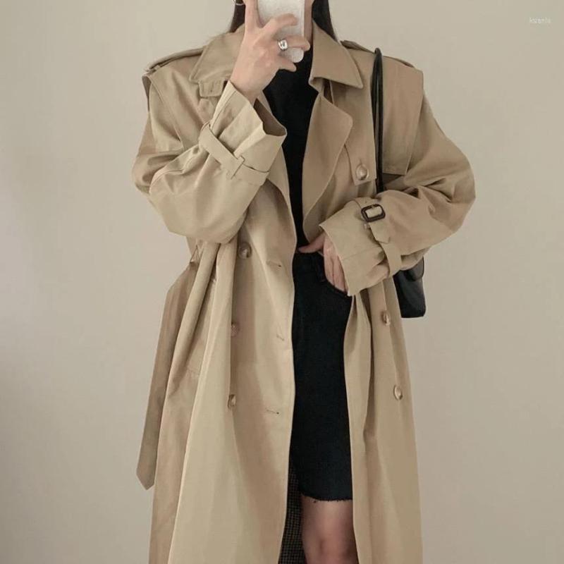 Women's Trench Coats 2023 Women Korean Chic Autumn Lapel Double-breasted Coat Retro Style Slim Long Ladies Elegant Midi Jacket, Army green 
Women's Trench Coats 2023 Women Korean Chic Autumn Lapel Double-breasted Coat Retro Style Slim Long Ladies Elegant Midi Jacket, Army green