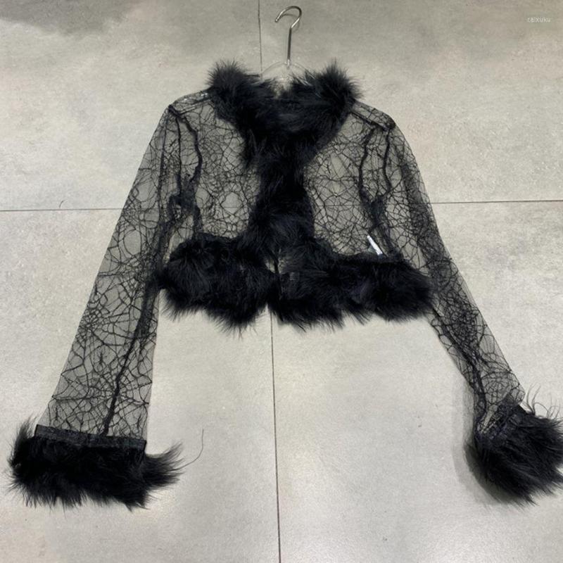 Women' Jackets Summer Women Feathers Mesh Cropped Coat Perspective Sexy Cardigan Female V-Neck Full Sleeves Sunproof Short Jacket Y3520, Black
Women' Jackets Summer Women Feathers Mesh Cropped Coat Perspective Sexy Cardigan Female V-Neck Full Sleeves Sunproof Short Jacket Y3520, Black