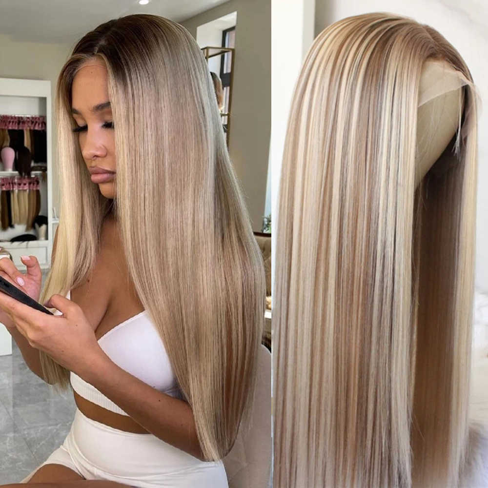 Hot Lace Wigs Ash Blonde Straight Highlight Ombre Synthetic Hair Middlet Part for Women Long 221216, Ombre color
Hot Lace Wigs Ash Blonde Straight Highlight Ombre Synthetic Hair Middlet Part for Women Long 221216, Ombre color