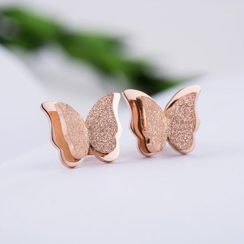 Stud Earrings Design Rose Gold Frosted Titanium Steel Butterfly For Women Stainless Cute Girl Jewelry
Stud Earrings Design Rose Gold Frosted Titanium Steel Butterfly For Women Stainless Cute Girl Jewelry
