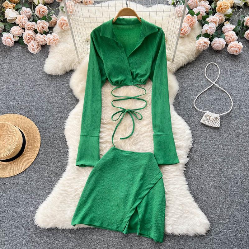 Work Dresses 2 Pieces Sets Women Autumn Fashion Elegant All-match Slim Lace Up Crop Tops Female A Line Cut Out Skirts Leisure Ulzzang Fit, Blue set
Work Dresses 2 Pieces Sets Women Autumn Fashion Elegant All-match Slim Lace Up Crop Tops Female A Line Cut Out Skirts Leisure Ulzzang Fit, Blue set