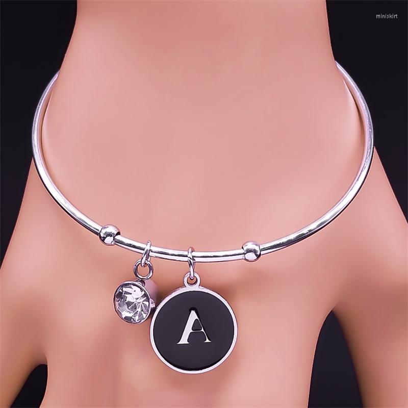 Bangle Initial Letter For Women/Men Stainless Stee Crystal Silver Color Heart Lock Bracelets Fashion Gift Jewelry Colgantes
Bangle Initial Letter For Women/Men Stainless Stee Crystal Silver Color Heart Lock Bracelets Fashion Gift Jewelry Colgantes