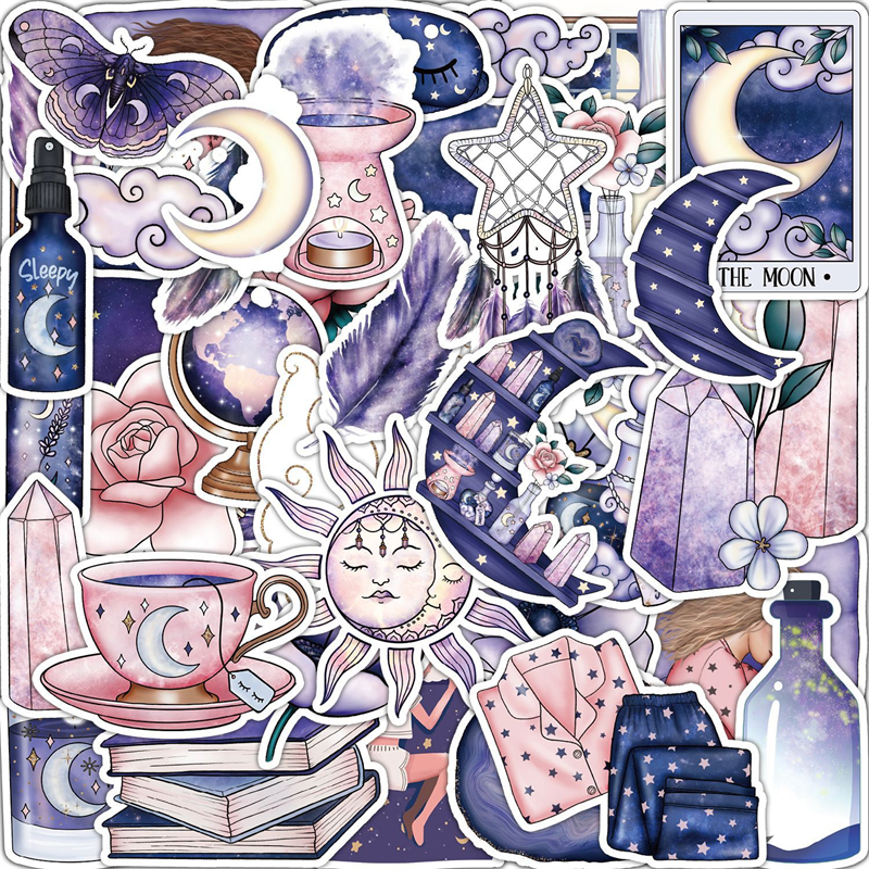 50pcs Cute purple Gothic sticker Magic Witch Moon Stickers Aesthetic Art graffiti Stickers for DIY Luggage Laptop Skateboard Motorcycle Bicycle, Multi colors
50pcs Cute purple Gothic sticker Magic Witch Moon Stickers Aesthetic Art graffiti Stickers for DIY Luggage Laptop Skateboard Motorcycle Bicycle, Multi colors