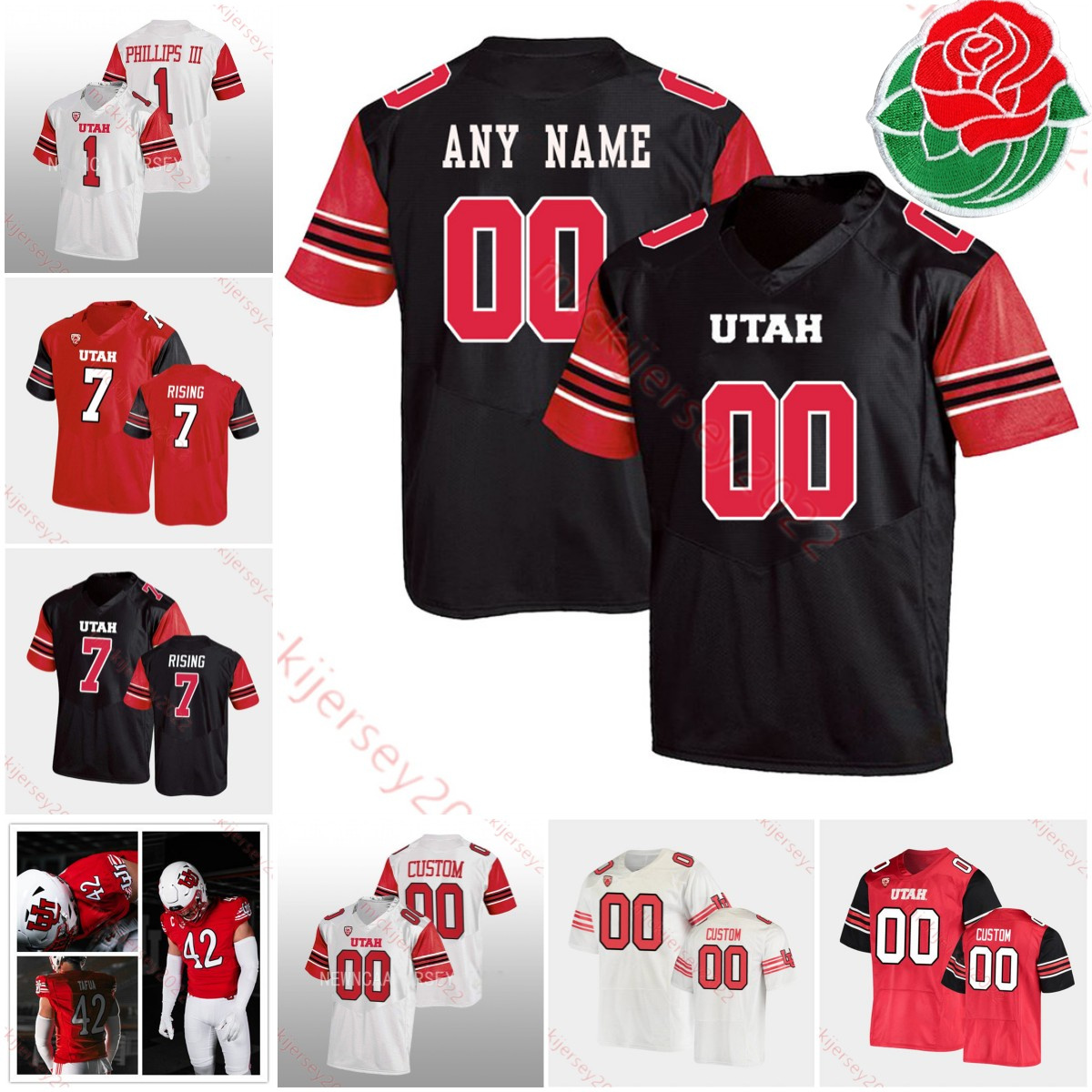 Cameron Rising Dalton Kincaid Utah Utes Football Jersey Mycah Pittman Tao Johnson Ricky Parks Tavion Thomas Brant Kuithe Custom Clark Phillips III Utah jerseys, White retro/rose patch
Cameron Rising Dalton Kincaid Utah Utes Football Jersey Mycah Pittman Tao Johnson Ricky Parks Tavion Thomas Brant Kuithe Custom Clark Phillips III Utah jerseys, White retro/rose patch