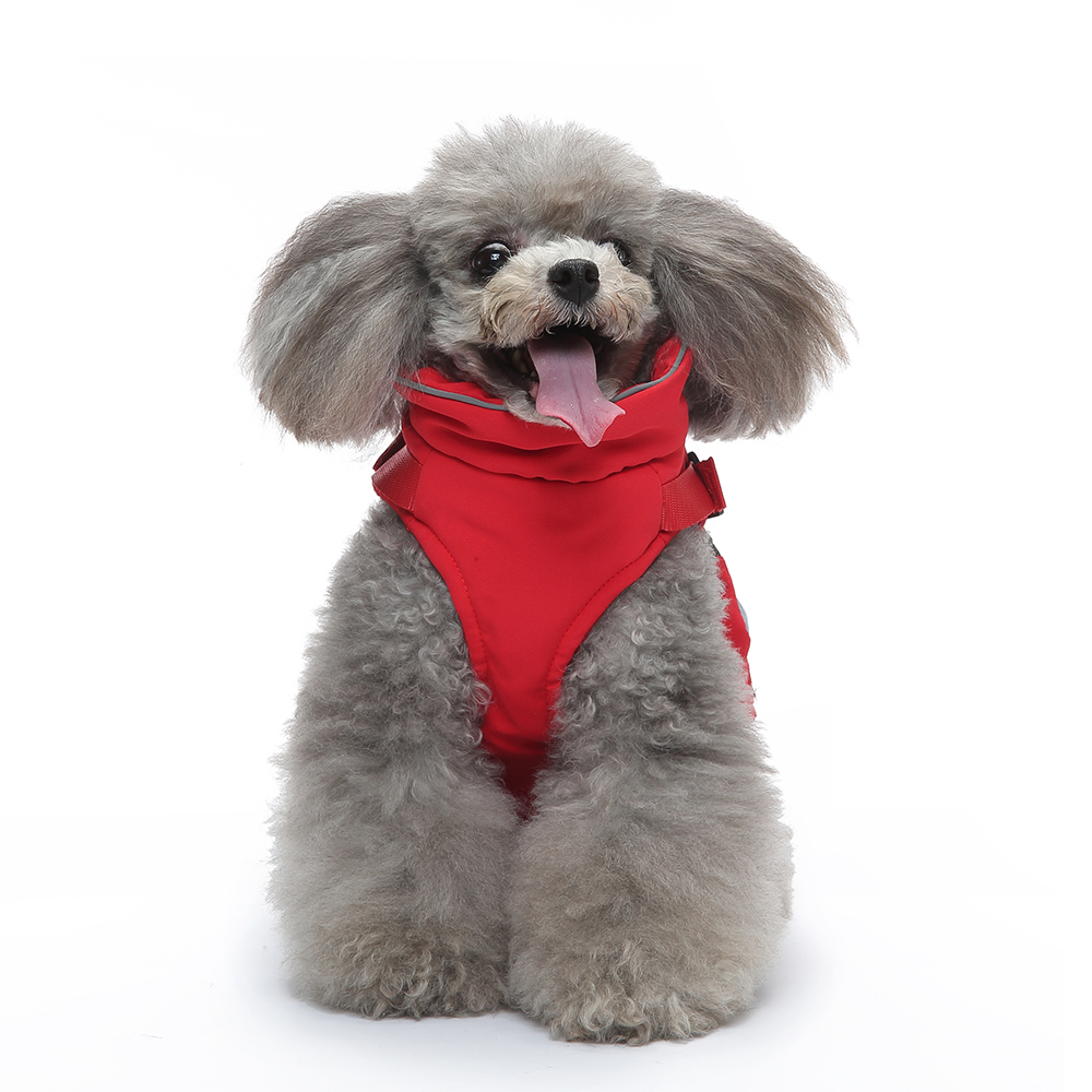 Winter Apparel Harness Two-in-One Soft Fleece ed Warm Dog Jacket Waterproof Windproof with Snack Bag Pet Vest for Small Dogs in Cold Weather Red A513