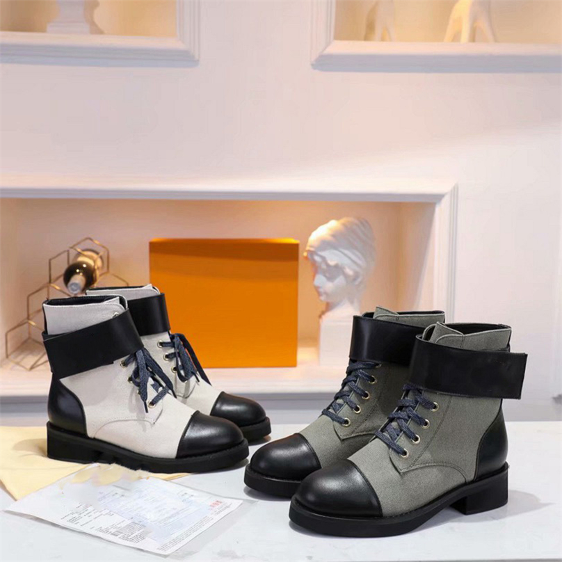 2023 Designer Paris Wonderland Flat Ranger Combat Boots Metropolis Martin Ankle CalfSkin leather And Canvas Territory Winter Sneakers Size 35-41