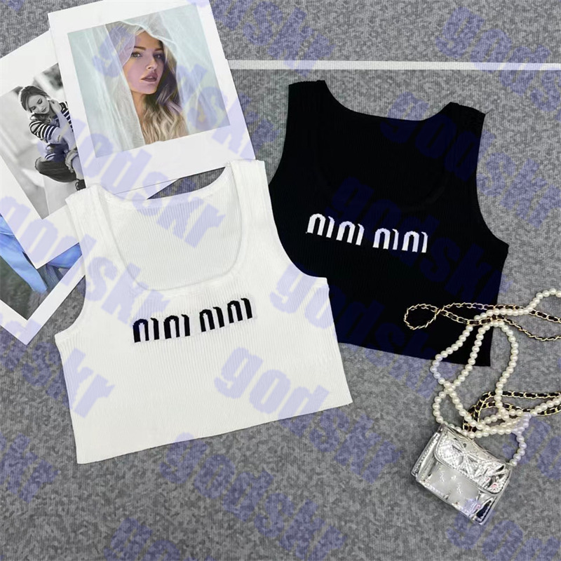 Letter Knitted Tanks Womens Camis Sexy Cropped Tops For Women Elastic Underwear Tees Two Color