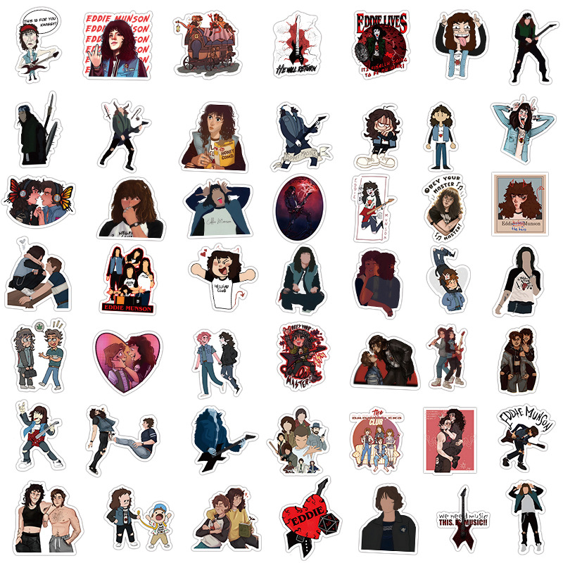 50Pcs Stranger Things Season 4 Eddie Munson Stickers Cartoon Graffiti Decals DIY Laptop Phone Suitcase Sticker Kid Toy