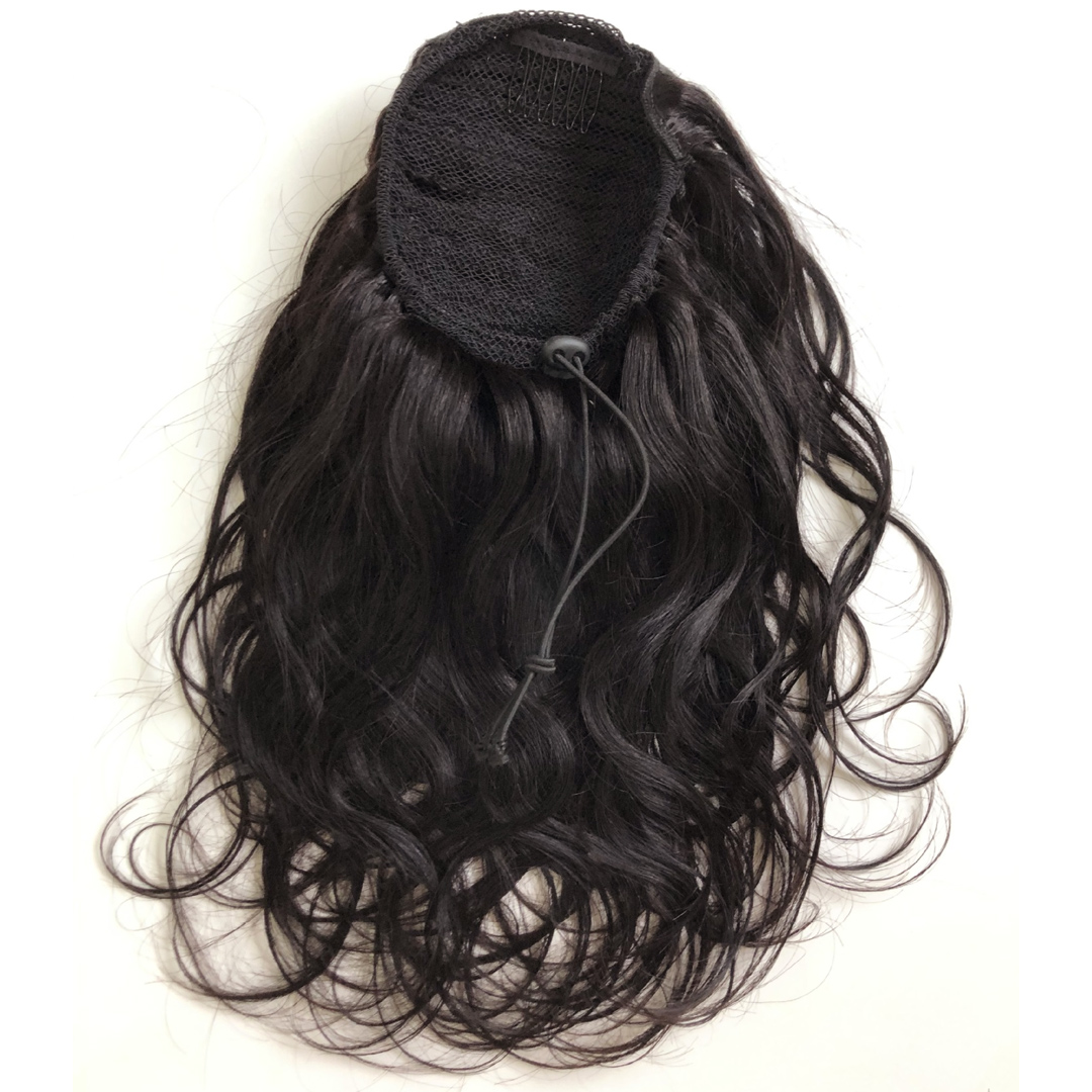 2023 arrival wet and wavy ponytail human hair extension drawstring clip in women hairpiece pony tail extensions natural wave 120g