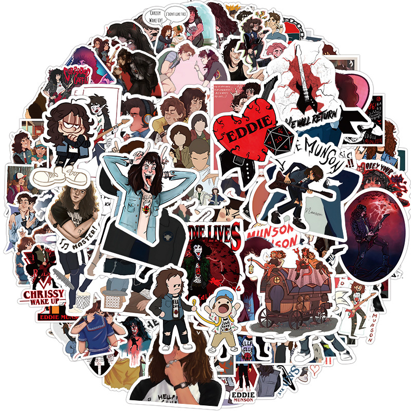 50Pcs Stranger Things Season 4 Eddie Munson Stickers Cartoon Graffiti Decals DIY Laptop Phone Suitcase Sticker Kid Toy