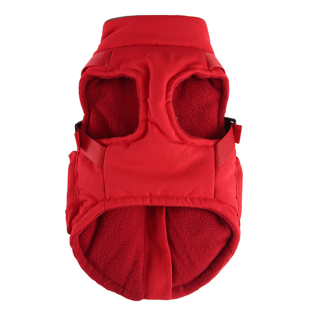 Winter Apparel Harness Two-in-One Soft Fleece ed Warm Dog Jacket Waterproof Windproof with Snack Bag Pet Vest for Small Dogs in Cold Weather Red A513