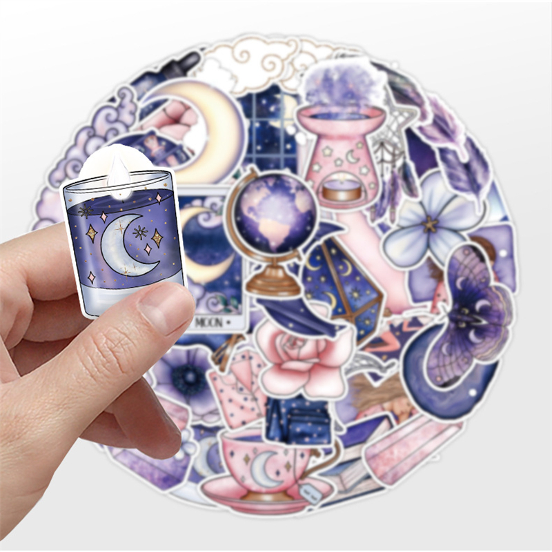50pcs Cute purple Gothic sticker Magic Witch Moon Stickers Aesthetic Art graffiti Stickers for DIY Luggage Laptop Skateboard Motorcycle Bicycle