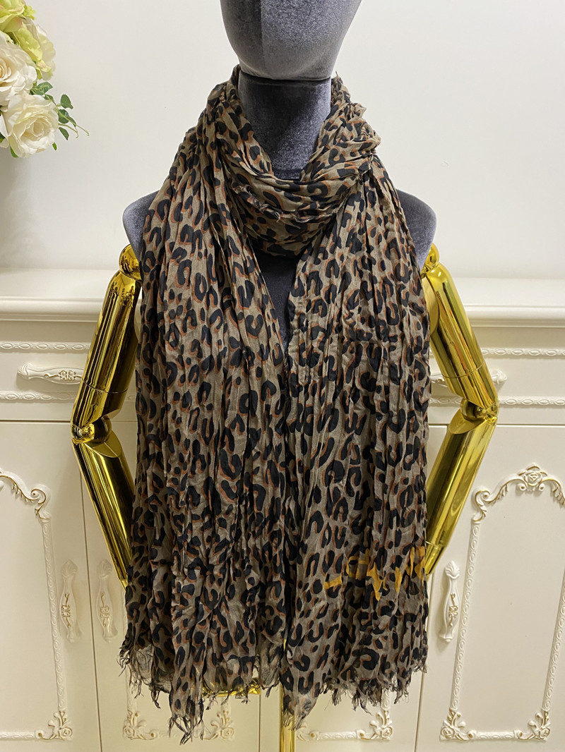 women's scarf fold style cotton material print letter leopard grain long scarves big size 200cm - 130cm