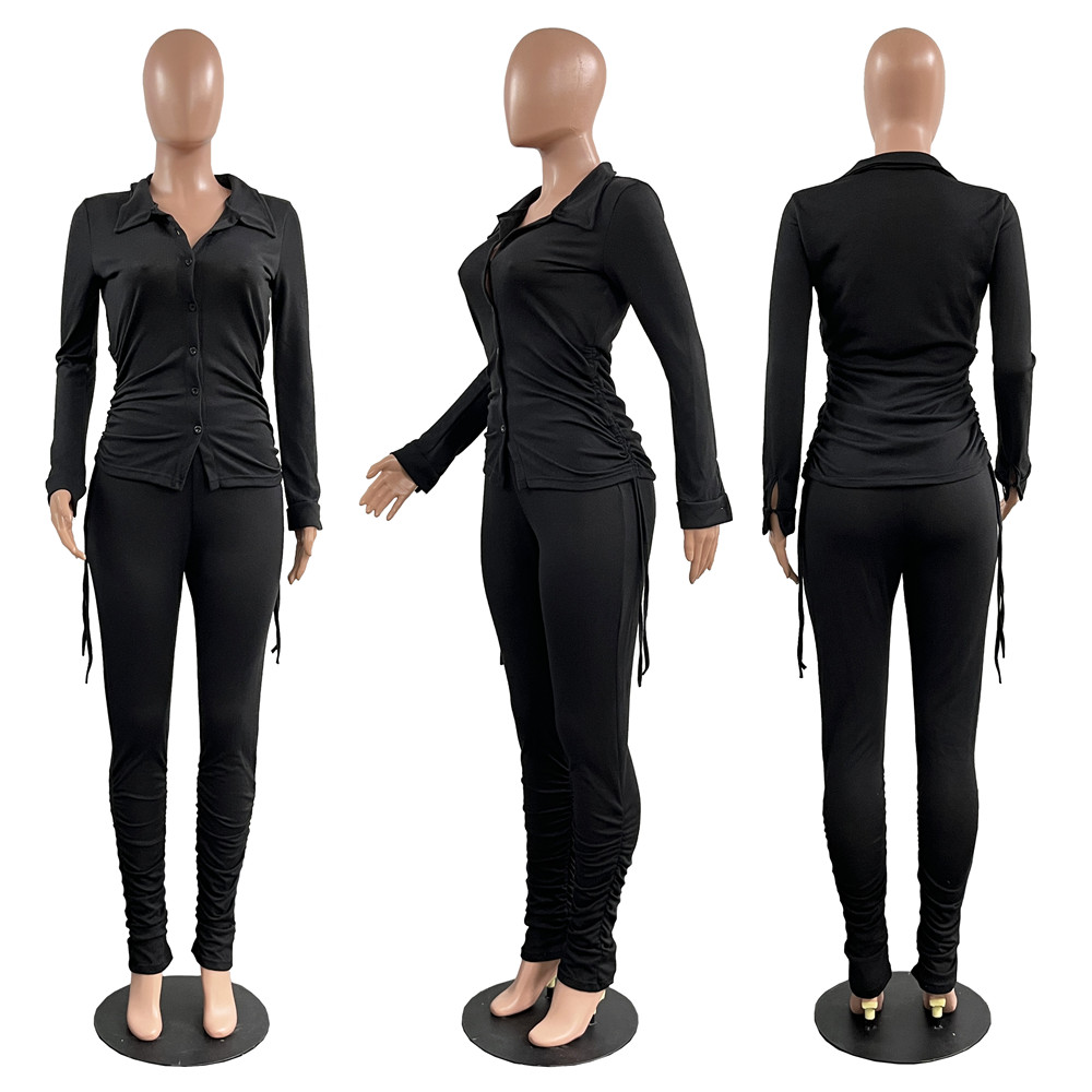 Wholesale Velvet Tracksuits Women Clothes Fall Winter Sweatsuits Long Sleeve Shirt and Stacked Pants Two Piece Set Matching Outfit Casual Clothing Bul
