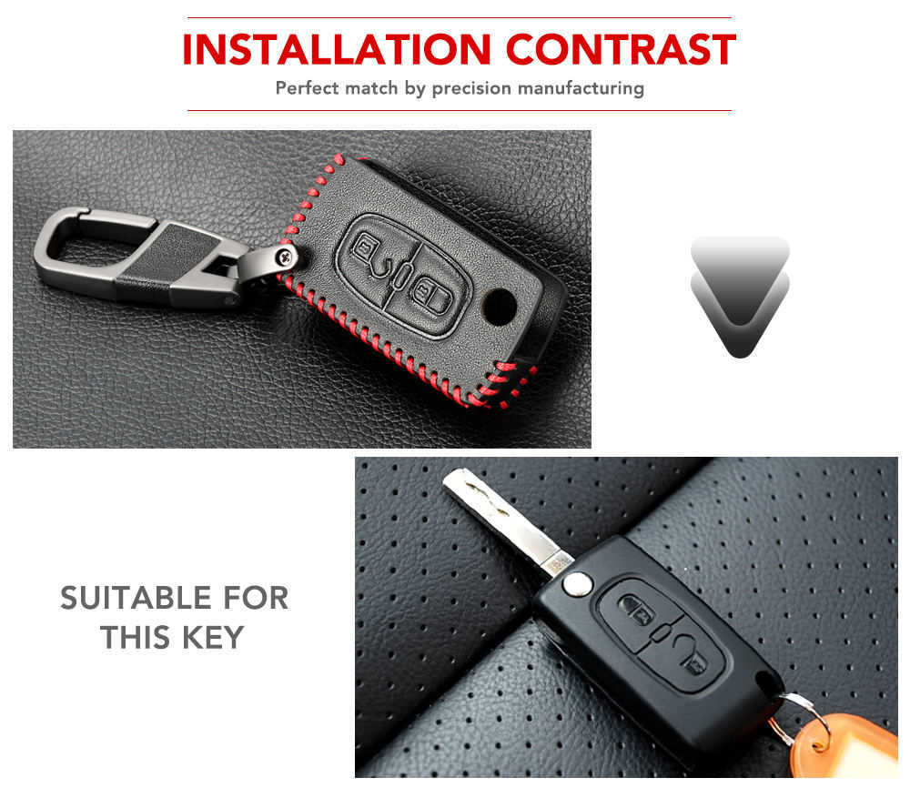 Car Key Case Cover For Peugeot 301 308 408 508 2008 308S 3008 4008 5008 307 Accessories Genuine Leather Keychain Bag Holder