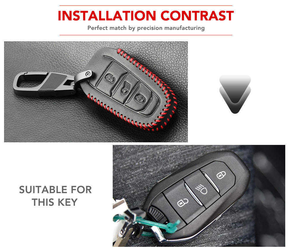 Car Key Case Cover For Peugeot 301 308 408 508 2008 308S 3008 4008 5008 307 Accessories Genuine Leather Keychain Bag Holder
