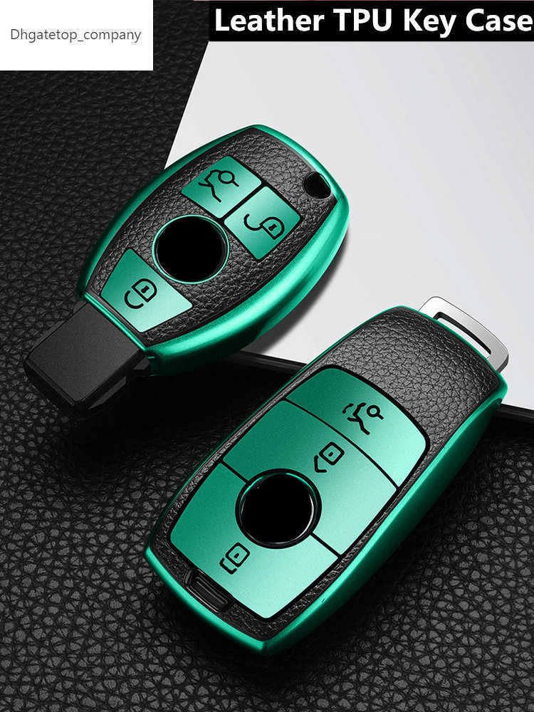 Leather TPU Car Key Fob Case Cover Protector For Mercedes Benz E C G M R S Class W204 W212 W176 GLC CLA GLA AMG Car Accessories