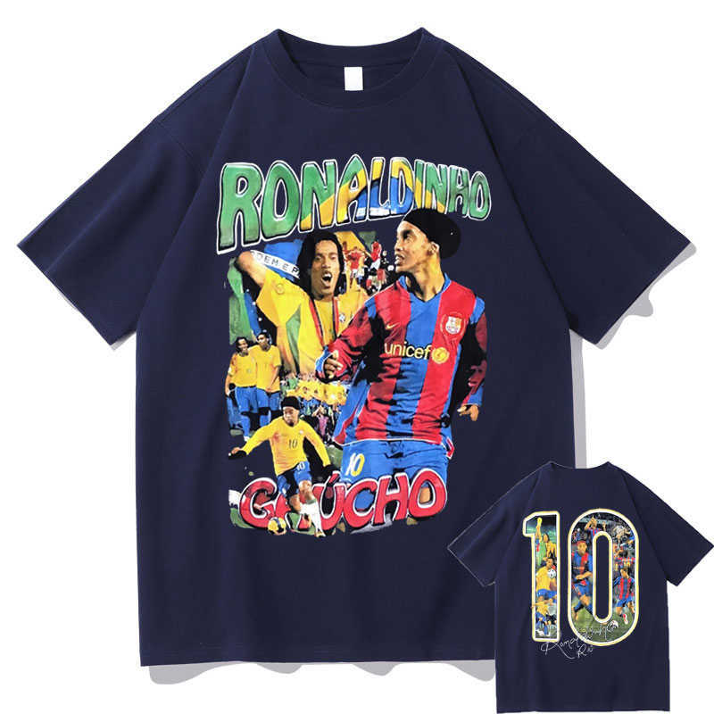 Men's T-Shirts Marino Morwood Ronaldinho Double Sided Graphic Tshirt Male Hip Hop Tee Oversized T Shirt Streetwear Men Fashion Casual T-shirts T2