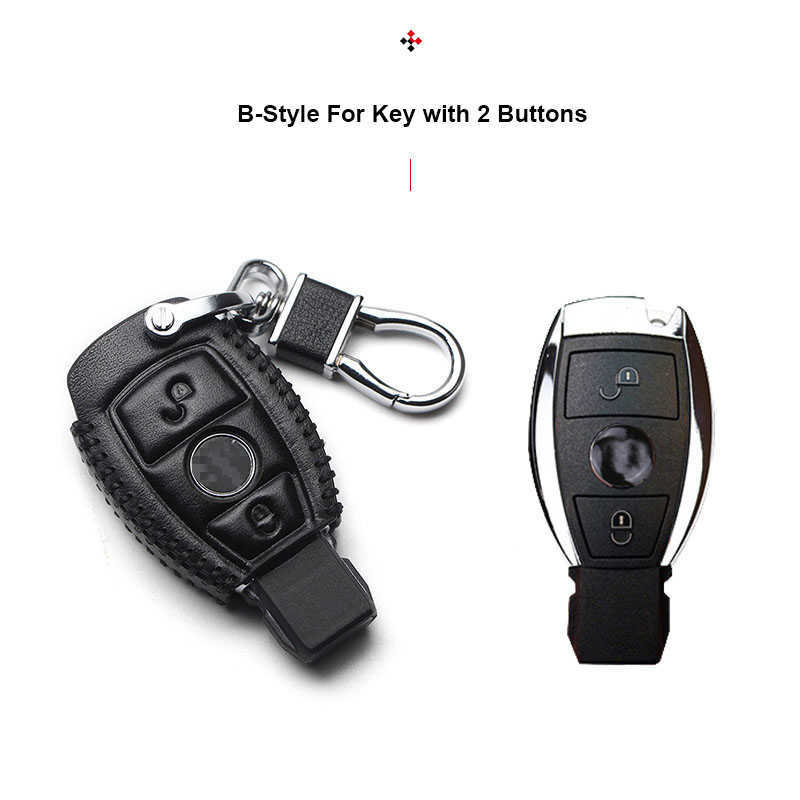 Genuine Leather Car Key Cover Keychain Case for Mercedes Benz CLS CLA GL R SLK AMG A B C S Class Remote Holder Accessories
