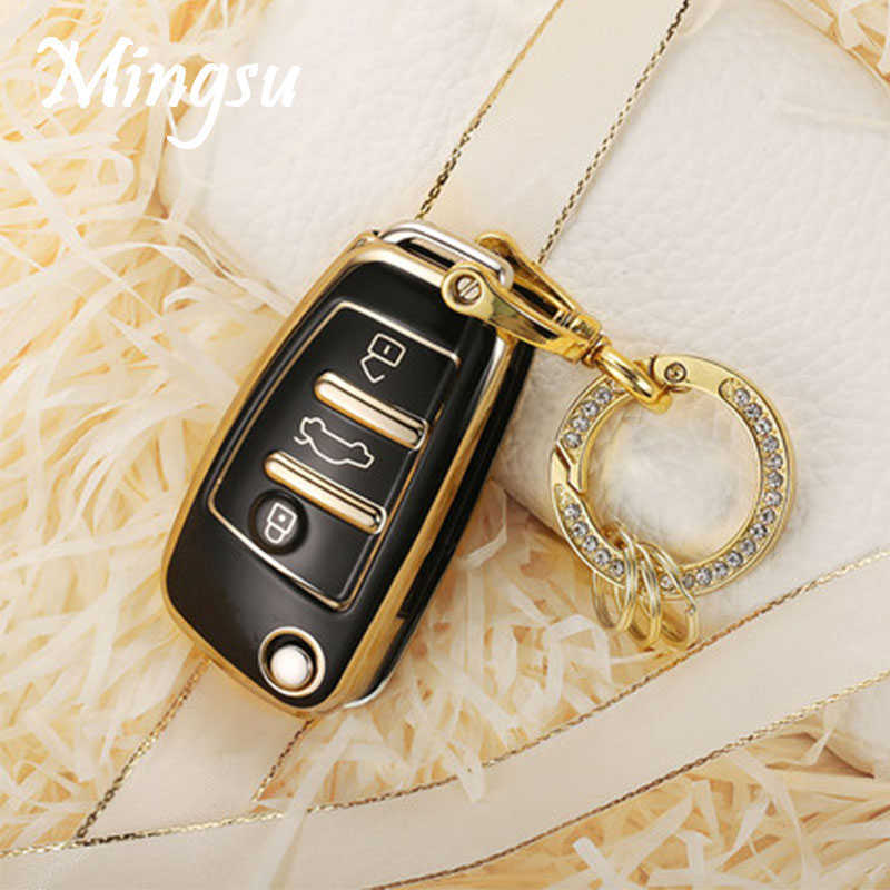 New Soft TPU Key Case Cover For Audi A1 A3 A4 A5 Q7 A6 C5 C6 Car Holder Shell Remote Cover Car-Styling Keychain Car Accessories