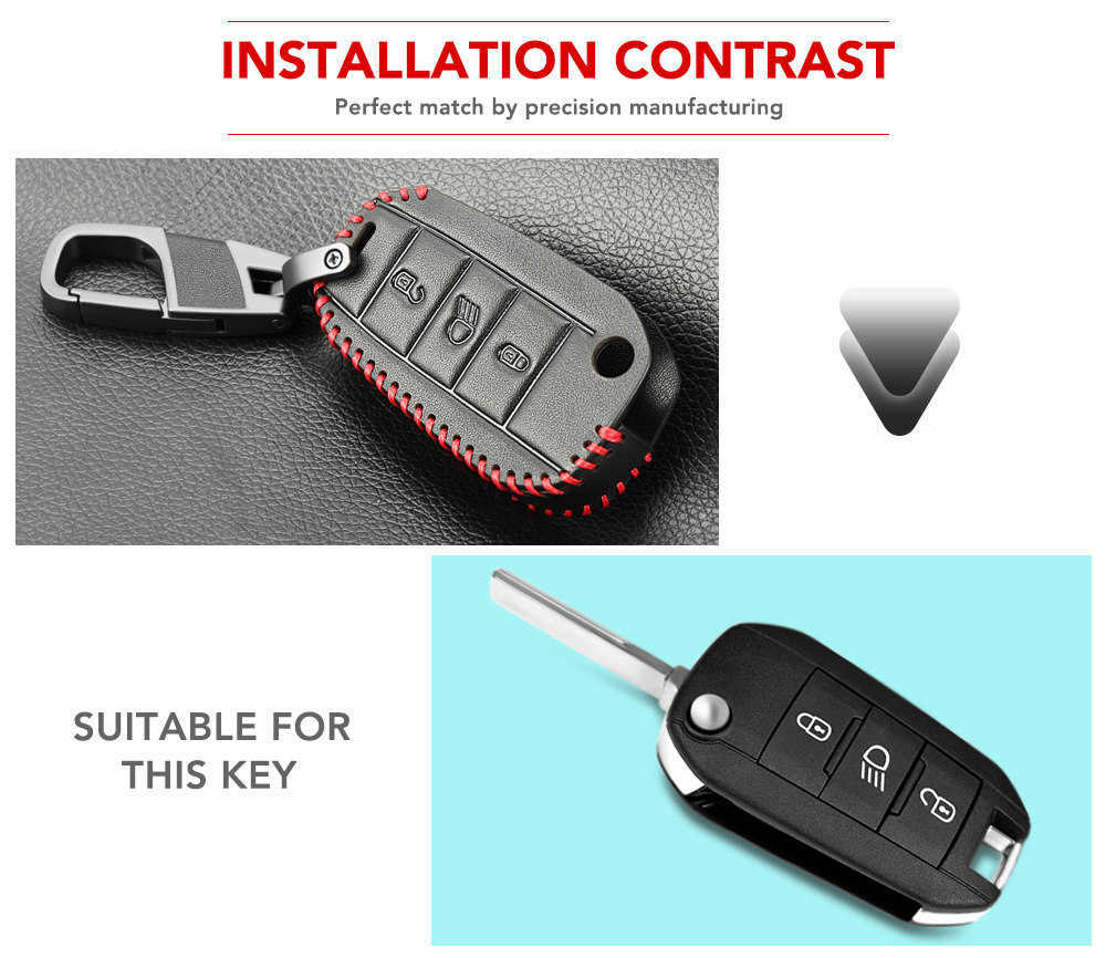 Car Key Case Cover For Peugeot 301 308 408 508 2008 308S 3008 4008 5008 307 Accessories Genuine Leather Keychain Bag Holder
