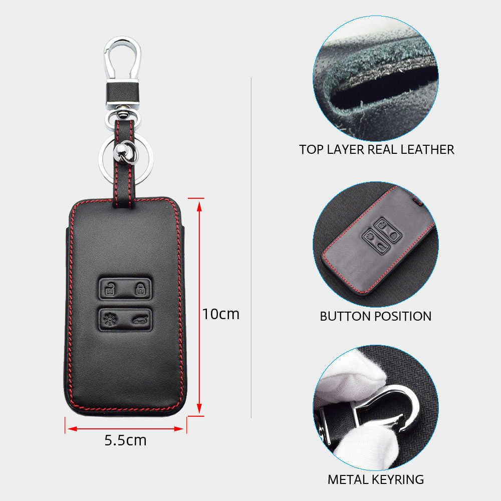 Leather Car Key Cover For Renault Captur Koleos Kadjar Arkana Megane Dacia Duster Sandero Stepway Smart Remote Control Fobs Case