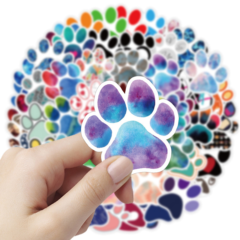 60pcs Cute Colorful Paw Print Stickers CatPaw DogPaw Graffiti Stickers for DIY Luggage Laptop Skateboard Motorcycle Bicycle Sticker
