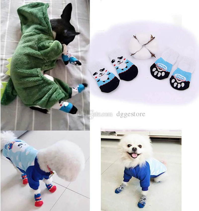 Apparel Anti-Slip Knitted Cotton Dog Cat Soc Pet Paw Protectors for Indoor Wear 14 Color Wholesale A517