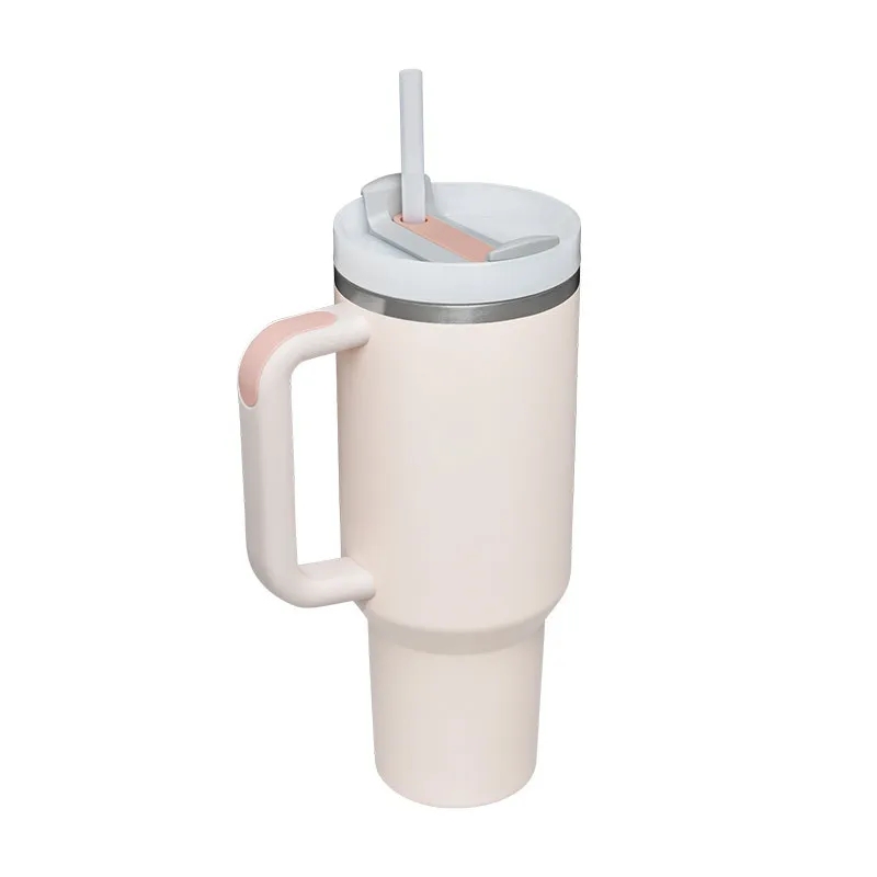 40oz Reusable Tumbler with Handle and Straw Stainless Steel Insulated Travel Mug Tumbler Insulated Tumblers Keep Drinks Cold Dishwasher Safe BPA Free