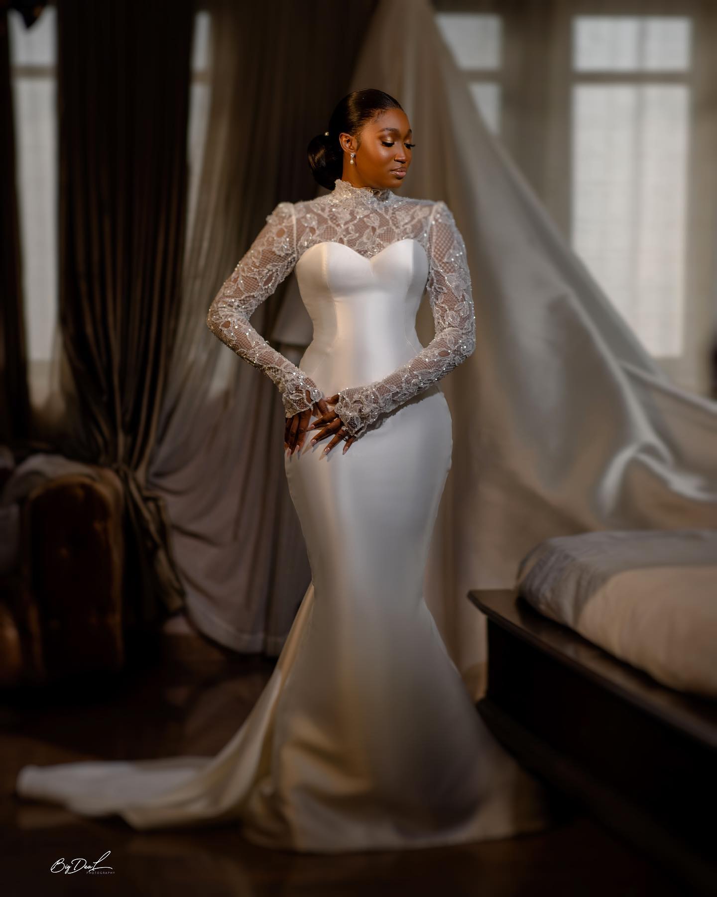 African 2023 Mermaid Wedding Dresses with Detachable Train Puffy Skirt High Neck Country Garden Royal Bridal Gowns Vestido De Novia