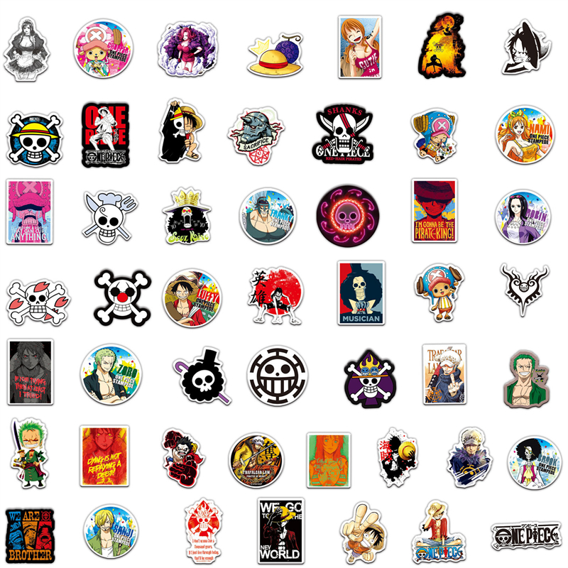 50Pcs classical anime One Piece stickers Luffy Graffiti Kids Toy Skateboard car Motorcycle Bicycle Sticker Decals Wholesale