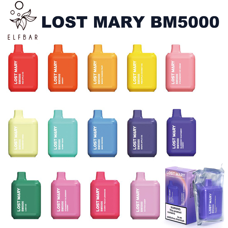LOST MARY BM5000 disposable vape pen devices 5000 puff 650mAh rechargerable battery 14ml cartridges pod Mesh coil vaporizer box kit
LOST MARY BM5000 disposable vape pen devices 5000 puff 650mAh rechargerable battery 14ml cartridges pod Mesh coil vaporizer box kit