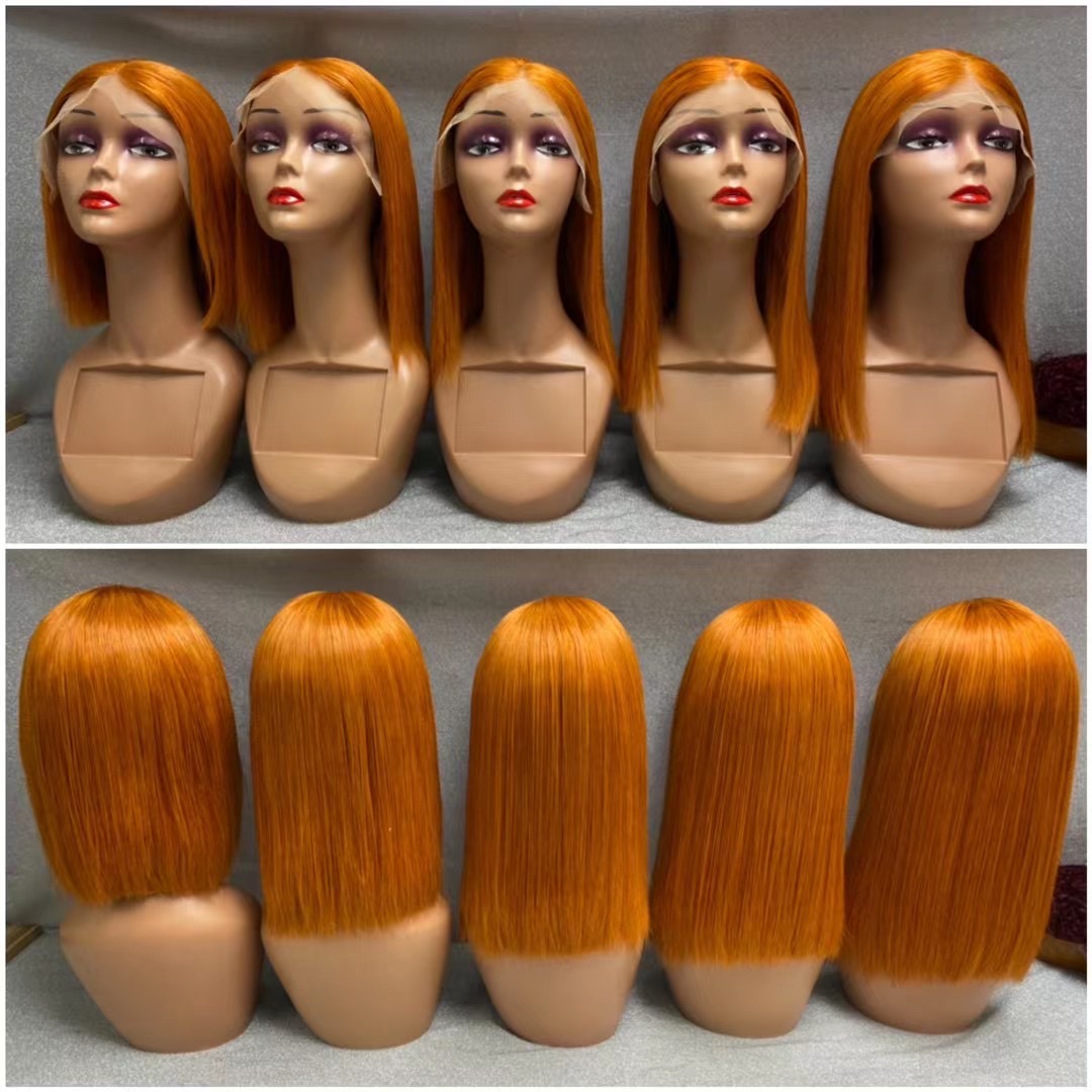 Straight Bob P4/27 Highlight 13X4 Lace Frontal Human Hair Wigs For Black Women Pre-Plucked With Natural Hairline