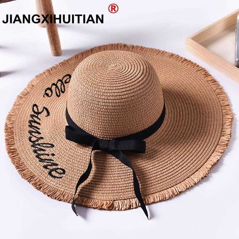 Stingy Handmade Weave letter Sun Hats For Women Black Ribbon Lace Up Large Brim Straw Hat Outdoor Beach hat Summer Caps Chapeu Feminino 0103
Stingy Handmade Weave letter Sun Hats For Women Black Ribbon Lace Up Large Brim Straw Hat Outdoor Beach hat Summer Caps Chapeu Feminino 0103
