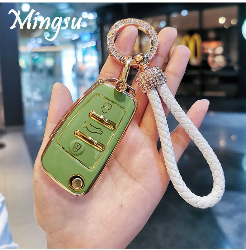 New Soft TPU Key Case Cover For Audi A1 A3 A4 A5 Q7 A6 C5 C6 Car Holder Shell Remote Cover Car-Styling Keychain Car Accessories