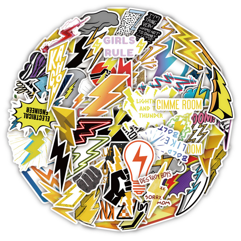 60pcs Cool Lightning Bulb Stickers Flash Graffiti Stickers for DIY Luggage Laptop Skateboard Motorcycle Bicycle Sticker