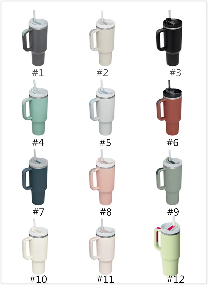 40oz Reusable Tumbler with Handle and Straw Stainless Steel Insulated Travel Mug Tumbler Insulated Tumblers Keep Drinks Cold Dishwasher Safe BPA Free