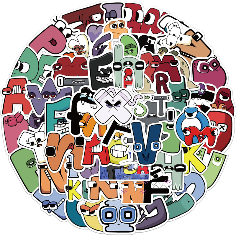 52Pcs Funny Alphabet Lore Sticker AlphabetLetter Graffiti Stickers for DIY Luggage Laptop Skateboard Motorcycle Bicycle Stickers