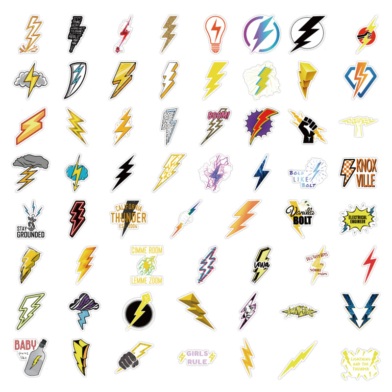 60pcs Cool Lightning Bulb Stickers Flash Graffiti Stickers for DIY Luggage Laptop Skateboard Motorcycle Bicycle Sticker