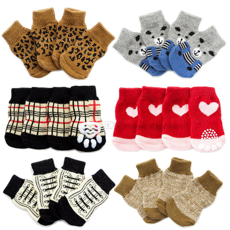 Apparel Anti-Slip Knitted Cotton Dog Cat Soc Pet Paw Protectors for Indoor Wear 14 Color Wholesale A517
