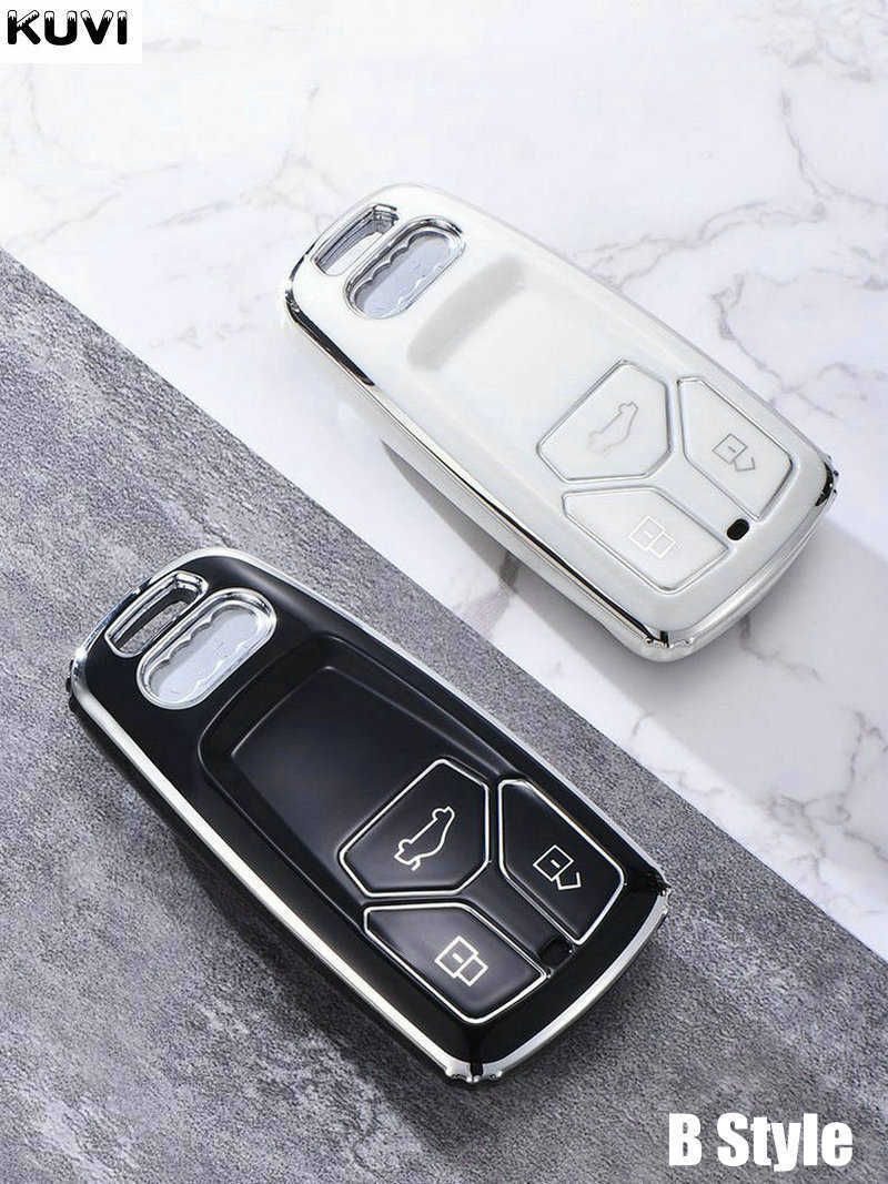 Plating TPU Car Key Case Cover Shell Fob For Audi A1 A3 8P A4 A5 A6 C7 A7 S3 S7 S8 R8 Q2 Q3 Q5 Q7 Q8 SQ5 TT RS3 RS6 Accessories