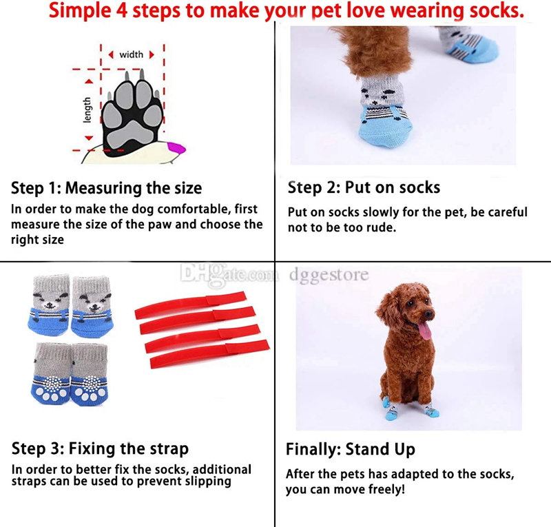 Apparel Anti-Slip Knitted Cotton Dog Cat Soc Pet Paw Protectors for Indoor Wear 14 Color Wholesale A517