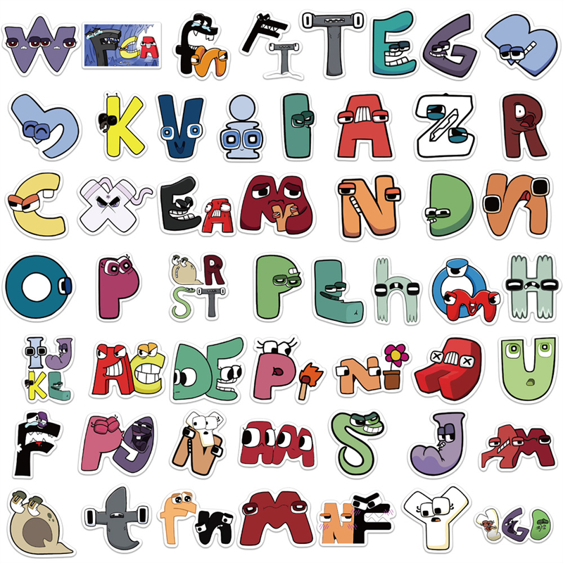 52Pcs Funny Alphabet Lore Sticker AlphabetLetter Graffiti Stickers for DIY Luggage Laptop Skateboard Motorcycle Bicycle Stickers