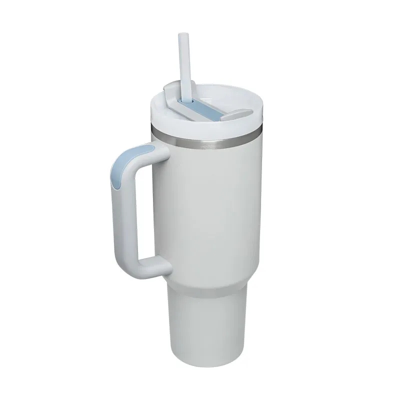 40oz Reusable Tumbler with Handle and Straw Stainless Steel Insulated Travel Mug Tumbler Insulated Tumblers Keep Drinks Cold Dishwasher Safe BPA Free