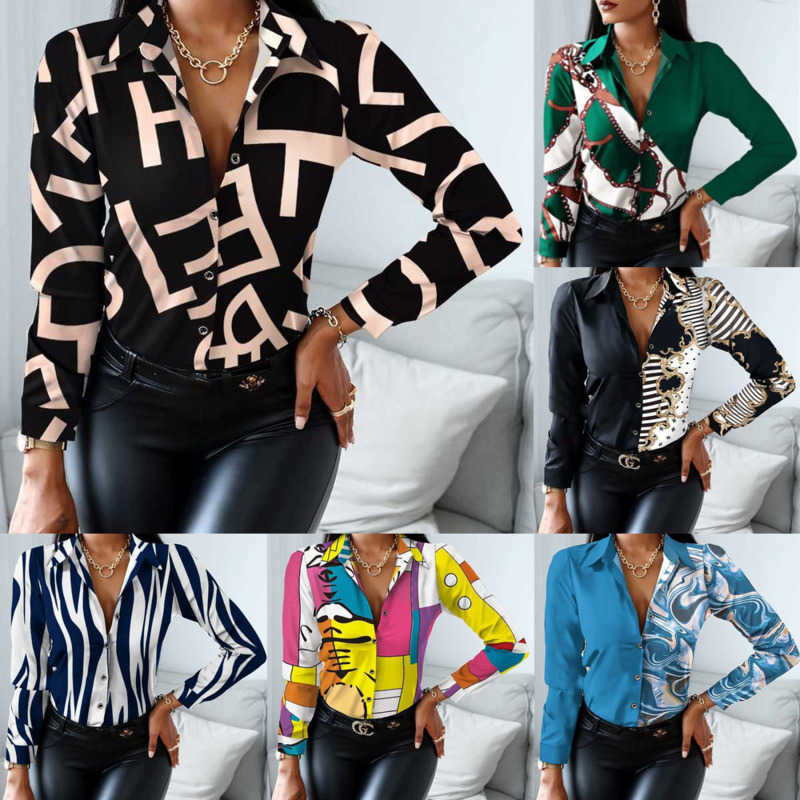 2026 Spring Shirts Womens New Printed Shirt Plus Size 3xl Long Sleeve Blouses Designer Tops